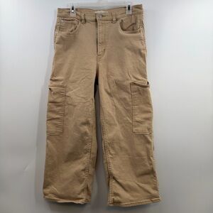 Levi’s High Waisted Wide Leg Crop Cargo Jeans Tan Utility Stretch W30